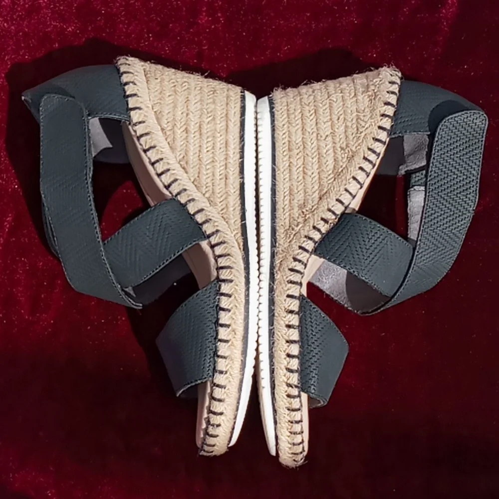 Dr Scholls "Vacay" Strappy Jute Wedge Size 8 Black - Picture 5 of 10